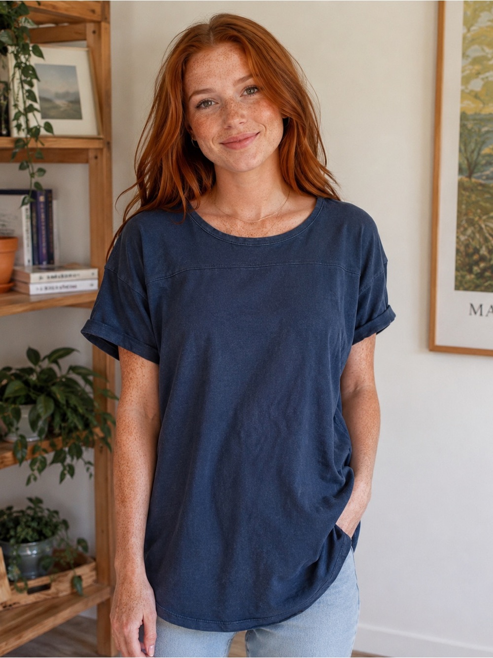 Grace & Lace | Washed Navy Dolman Tee |Large | NWT | Soft Relaxed Casual Top
